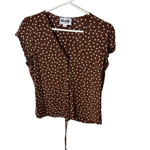 Rouje Paris brown polkadot wrap blouse size 40 euro or 8 to 10 US